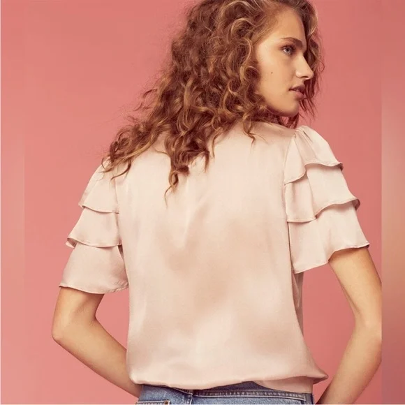 Anine Bing Flutter Sleeve Silk Top XS - Picture 2 of 7